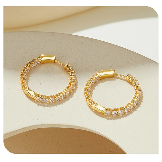 LUX 14K Gold Plated Hoop Earrings Big Round Loops Earrings