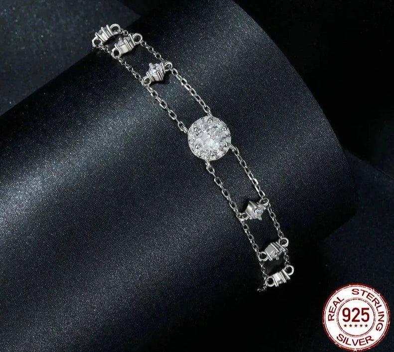 LUX Halo Moissanite Bracelet Double-layer Starry Chain Link