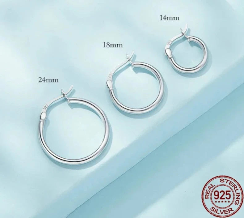 LUX Silver Bold Classic Hypoallergenic Hoop Earrings