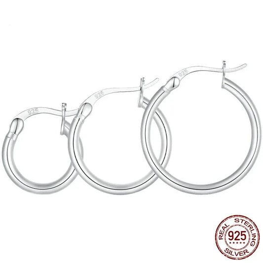 LUX Silver Bold Classic Hypoallergenic Hoop Earrings