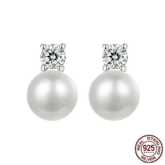 LUX Moissanite Freshwater Pearl Stud Earrings