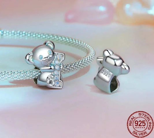 LUX Cute Bear Charms, "I Love U" Cute Animal with Opal fit European Bracelets