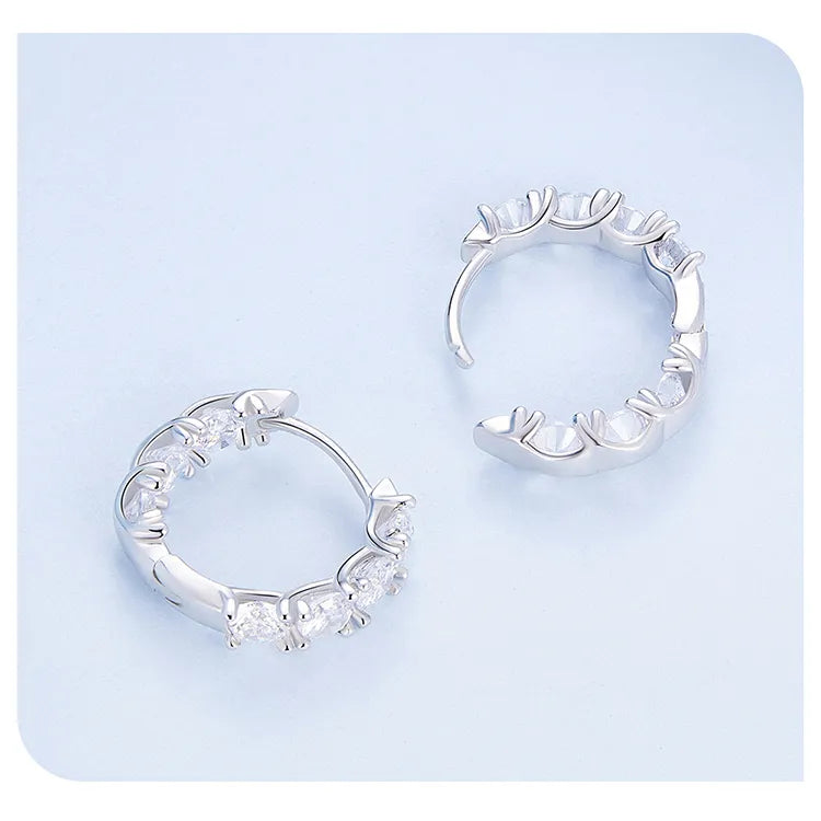 LUX Sterling Silver Simulated Diamond Zircon Hoop Earrings for Women