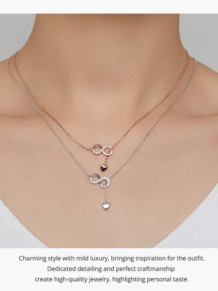 LUX Sterling Silver Infinity Love Pendant Necklaces Forever Love Neck Chain