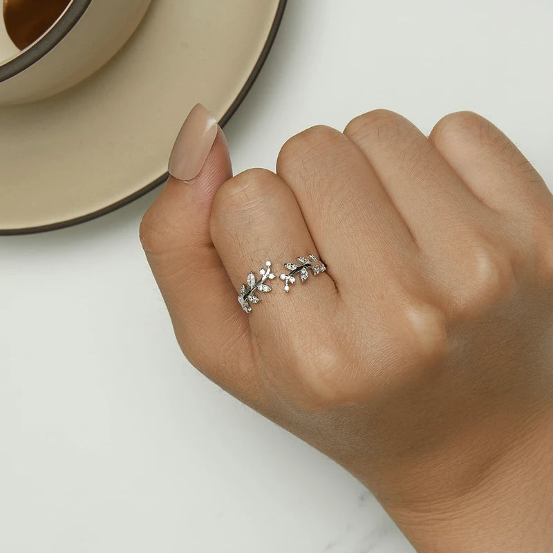 LUX Korean Style Delicate Leaf Open Ring for Women