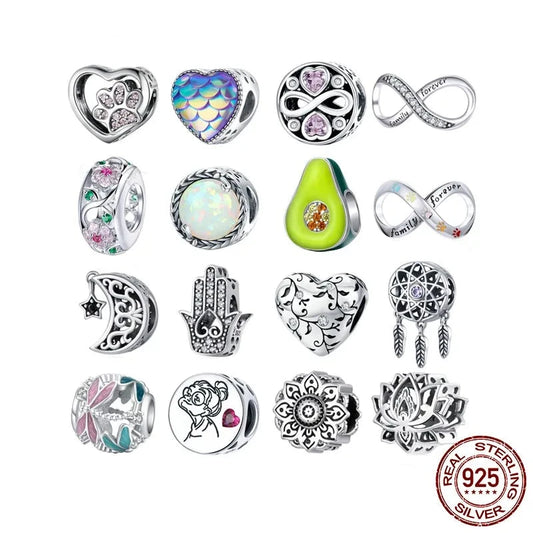 LUX Silver Charm Collection Sterling Silver Dazzling CZ Beads fit Bracelets & Bangles Jewelry