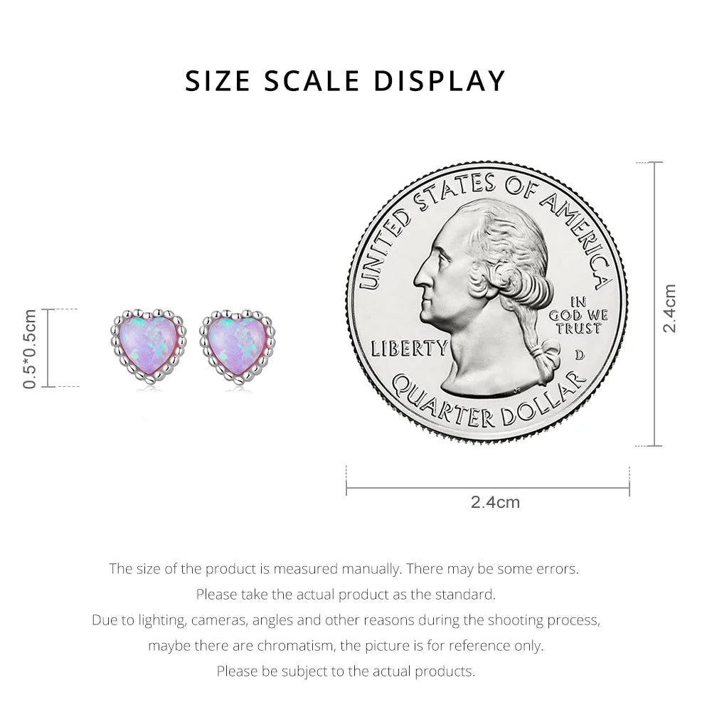 LUX Sterling Silver Shining Opal Heart Earrings