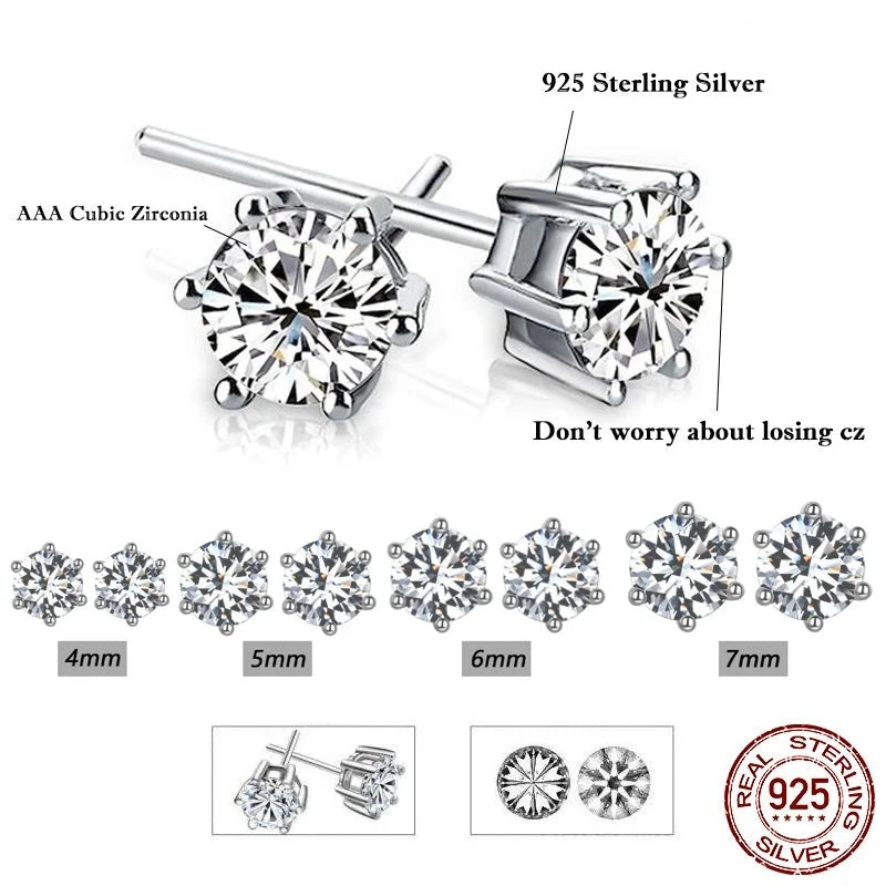 LUX Silver Cubic Zirconia Stud Earrings for Women