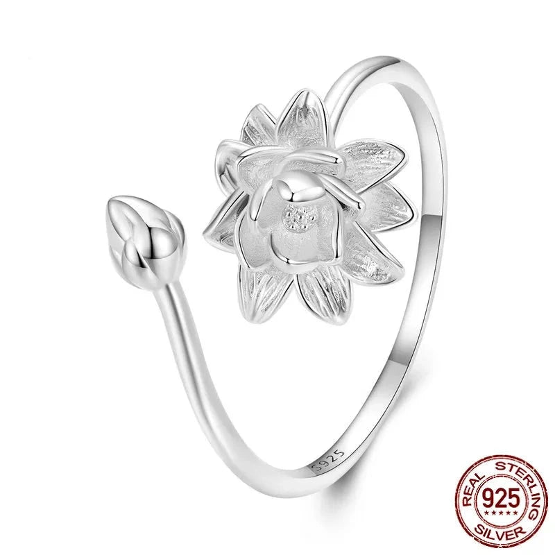 LUX Lotus Opening Ring Flower Adjustable Finger Ring