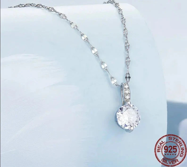 LUX Simple Clear Zircon Pendant Necklace