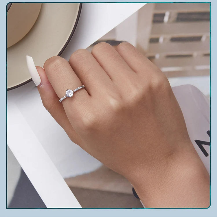 LUX Sterling Silver Simple Zircon Ring for Women