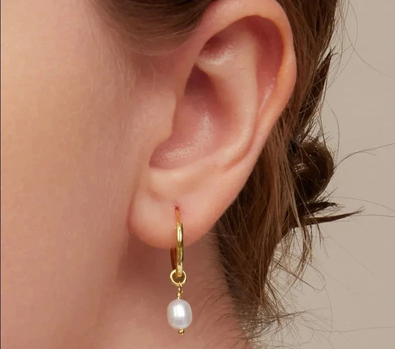 LUX Silver Baroque Irregular Pearl Drop Earrings