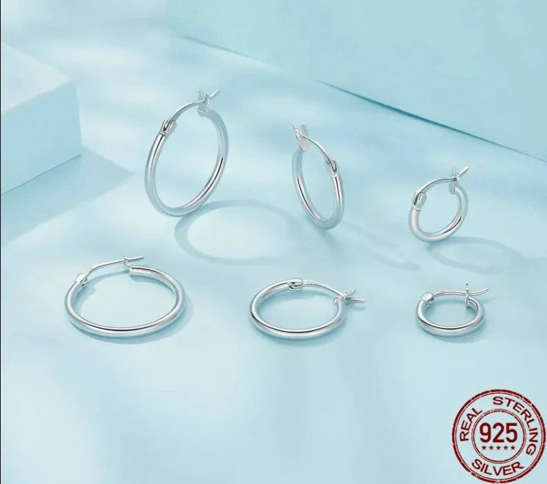 LUX Silver Bold Classic Hypoallergenic Hoop Earrings