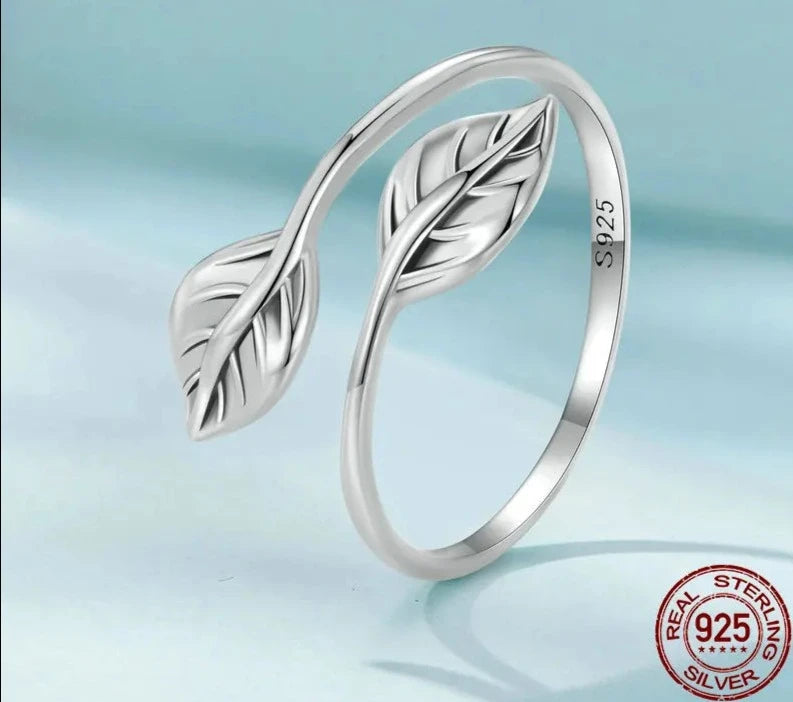 LUX Leaf Opening Ring Adjustable Leaves Ring Platinum Plated Simple Jewelry