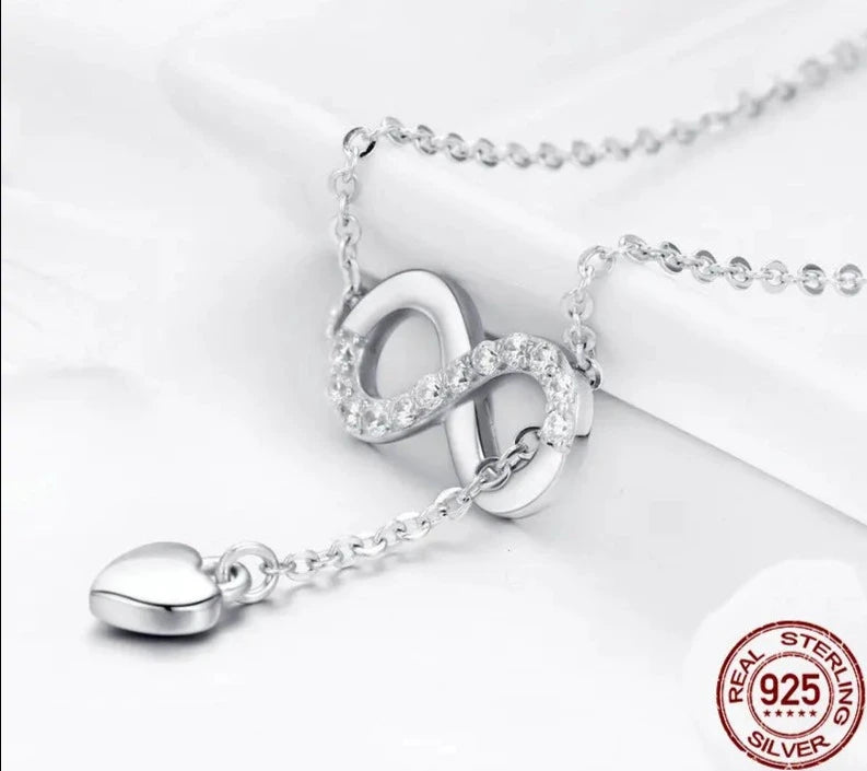 LUX Sterling Silver Infinity Love Pendant Necklaces Forever Love Neck Chain