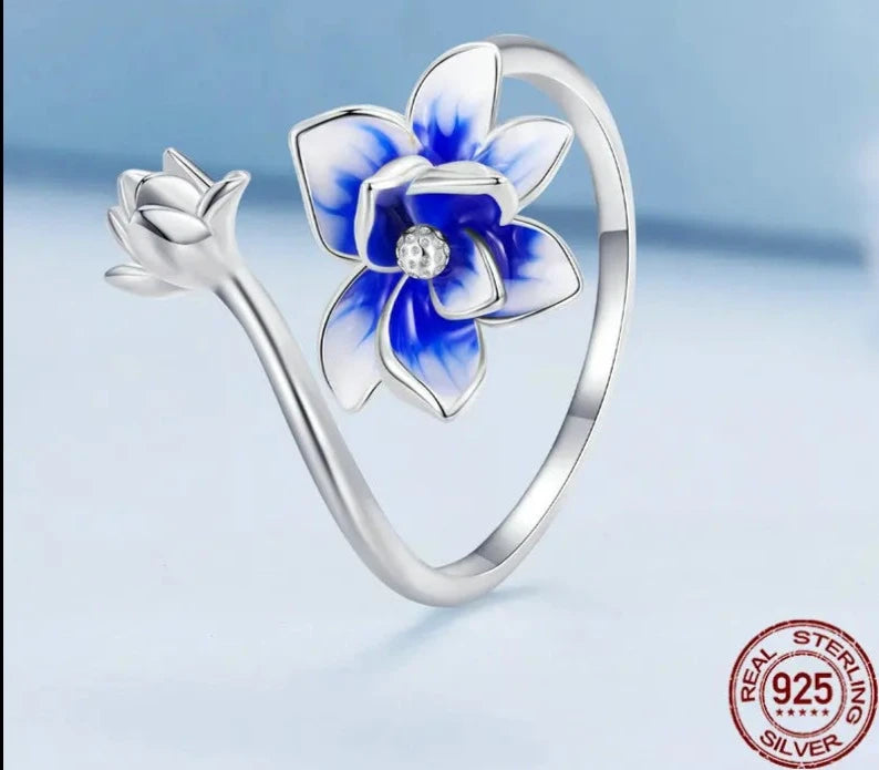 LUX Lotus Opening Ring Flower Adjustable Finger Ring