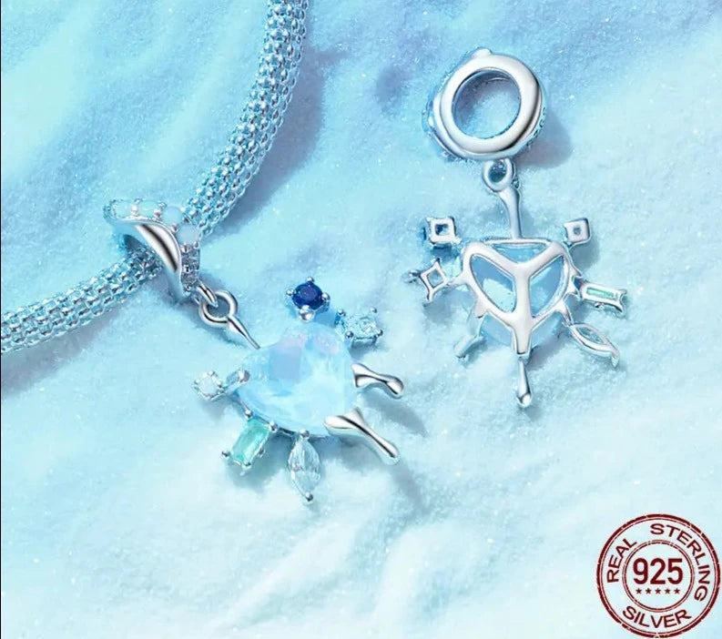 LUX Sterling Silver Snowflake Pendant Charm Ice Rainbow Beads for Women