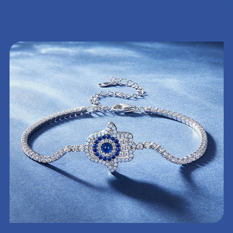 LUX Sterling Silver Round Devil's Eye Tennis Bracelet