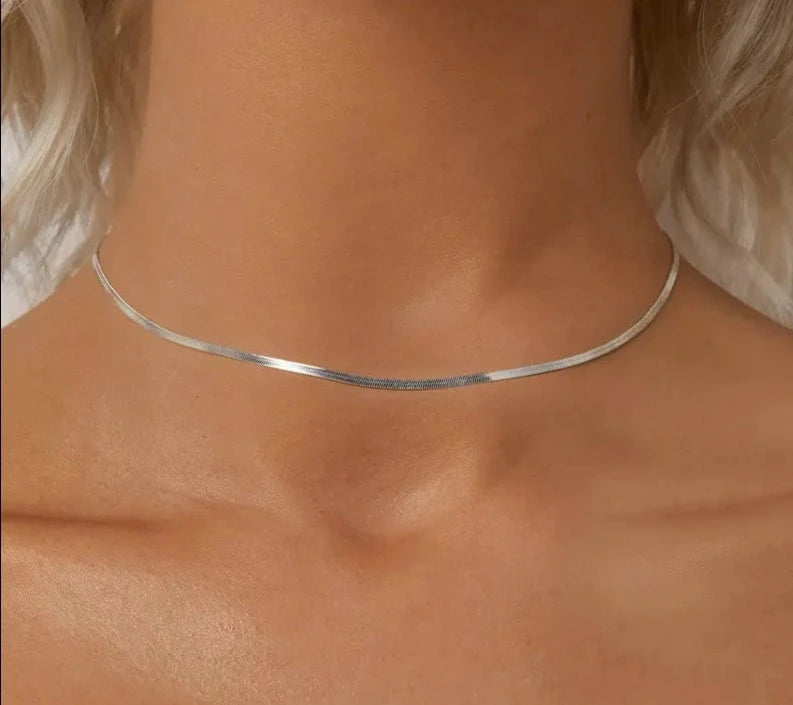 LUX White Gold Plated Dainty Choker Necklace