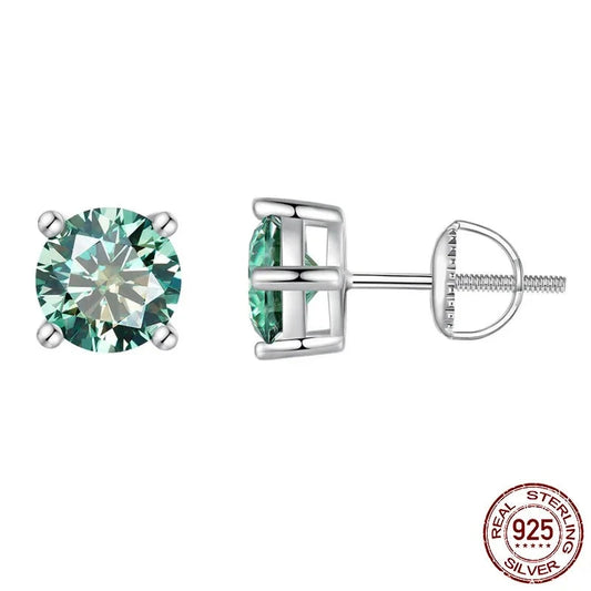 LUX Green Moissanite Earrings Heart Prong Lab Diamonds