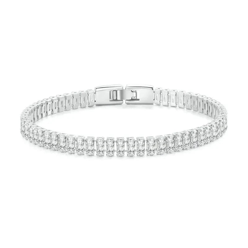 LUX Authentic Shining Square Zircon Bracelet Plated Platinum