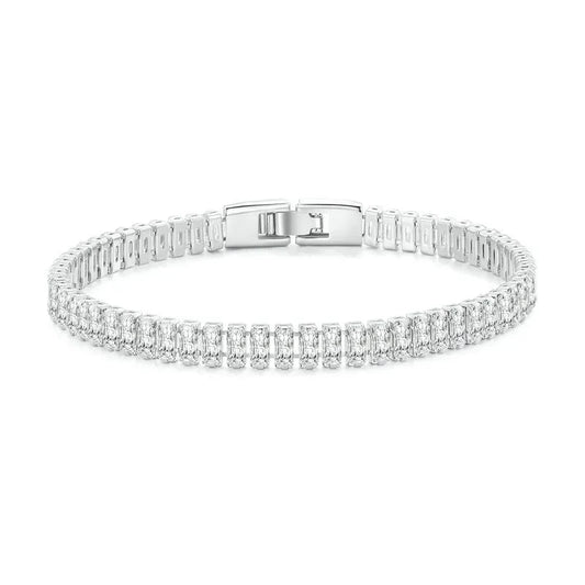 LUX Authentic Shining Square Zircon Bracelet Plated Platinum